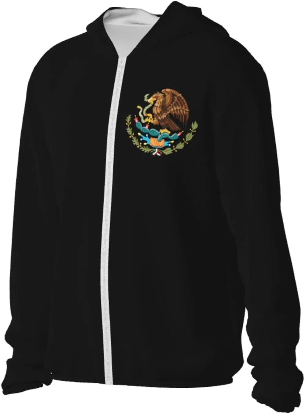 Mexico Coat of Arms Flag Sun Protection Hoodie Women's Long Sleeve Uv Shirts Jacket Hooded for Hiking Outdoor