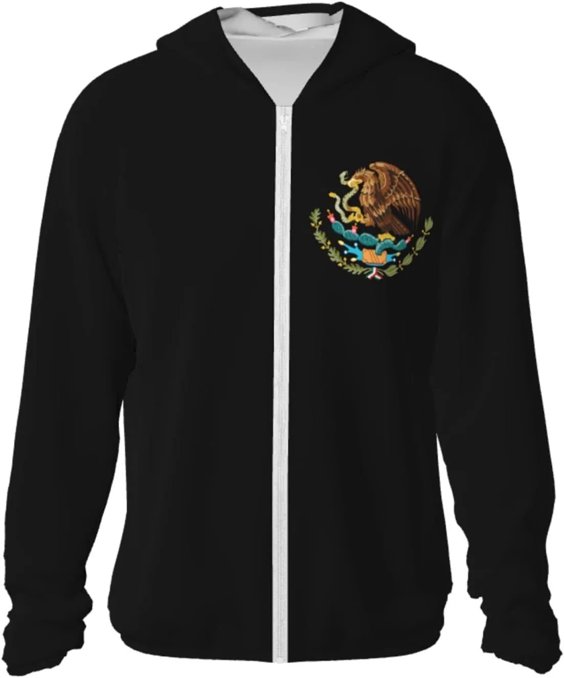 Mexico Coat of Arms Flag Sun Protection Hoodie Women's Long Sleeve Uv Shirts Jacket Hooded for Hiking Outdoor