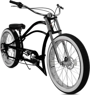 MICARGI 26" 7/GT7/3I DS Speed Bicycles Boston Chopper-Style Stretch Cruiser Bikes, Hi-Ten Steel Frame for Adult Women Men,Multiple Colors
