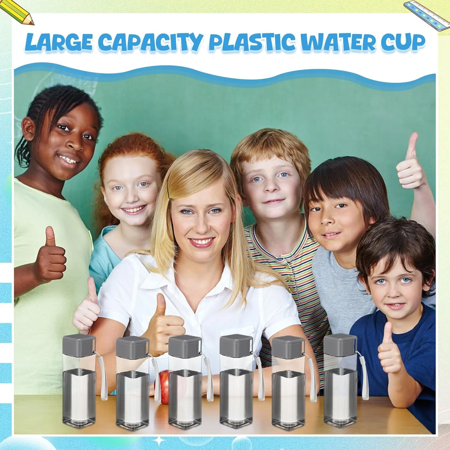 Mifoci 20 Pieces Water Bottle Bulk 17 oz Plastic Water Bottles Bulk Gym Sports Adults Reusable Large Drinking Cups for Outdoor Fitness(Grey,Rectangle)