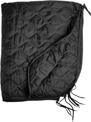 Mil-Tec Ripstop Poncho Liner - Lightweight Portable Durable Polyester Versatile Poncho Liner - Can be Used as Comforter, Blanket, Ground Mat, Sleeping Bag - Carry Bag Included - Black