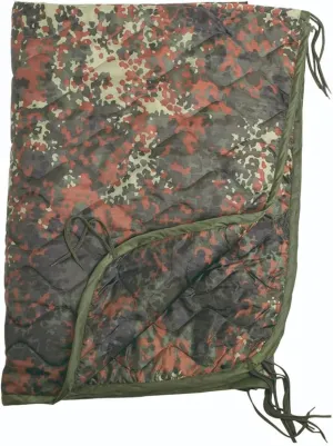 Mil-Tec Ripstop Poncho Liner - Lightweight Portable Durable Polyester Versatile Poncho Liner - Can be Used as Comforter, Blanket, Ground Mat, Sleeping Bag - Carry Bag Included - Flecktarn