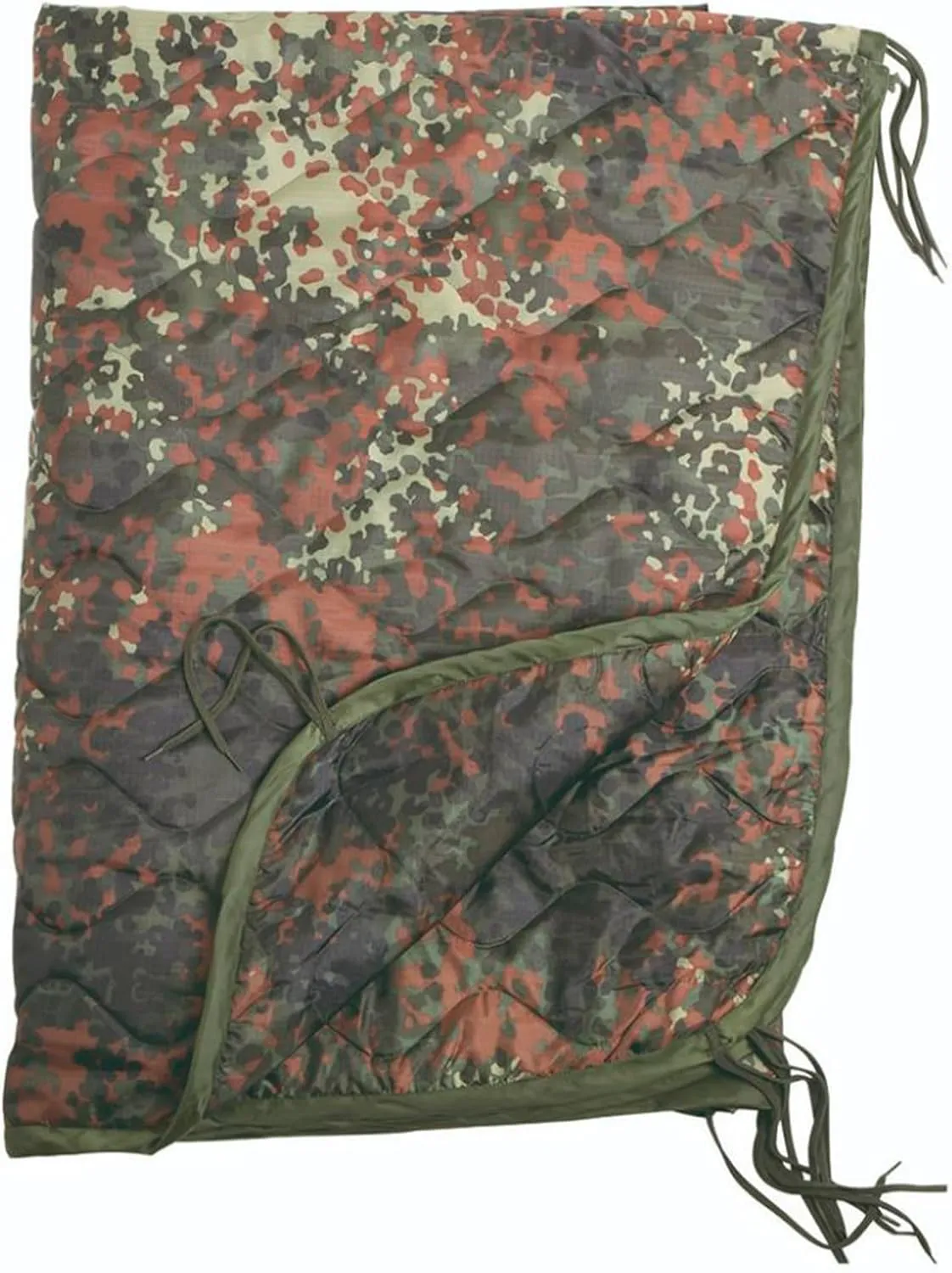 Mil-Tec Ripstop Poncho Liner - Lightweight Portable Durable Polyester Versatile Poncho Liner - Can be Used as Comforter, Blanket, Ground Mat, Sleeping Bag - Carry Bag Included - Flecktarn