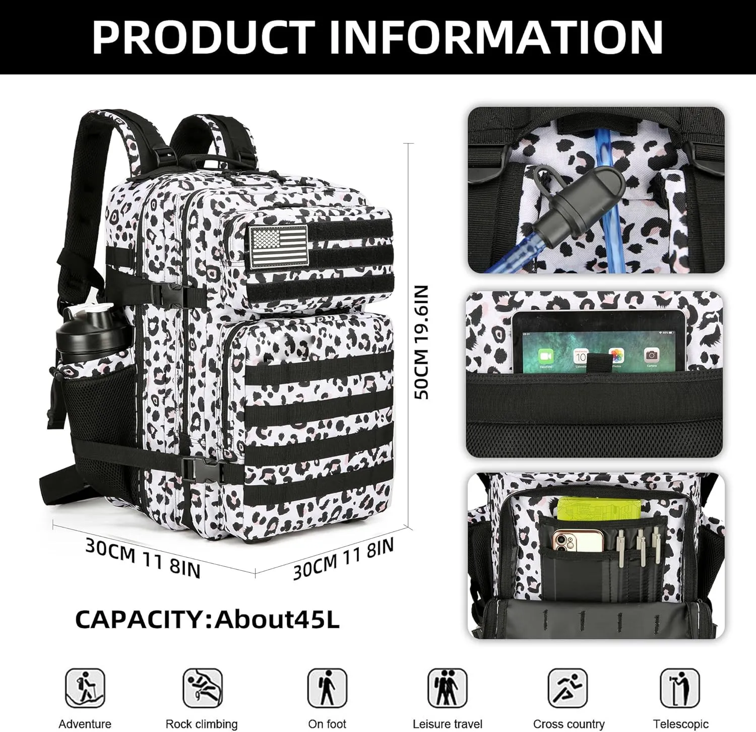 Military 45L Tactical Assault Backpack 3 day assault pack with Molle Waterproof backpack Rucksack for Tactical Backpacks