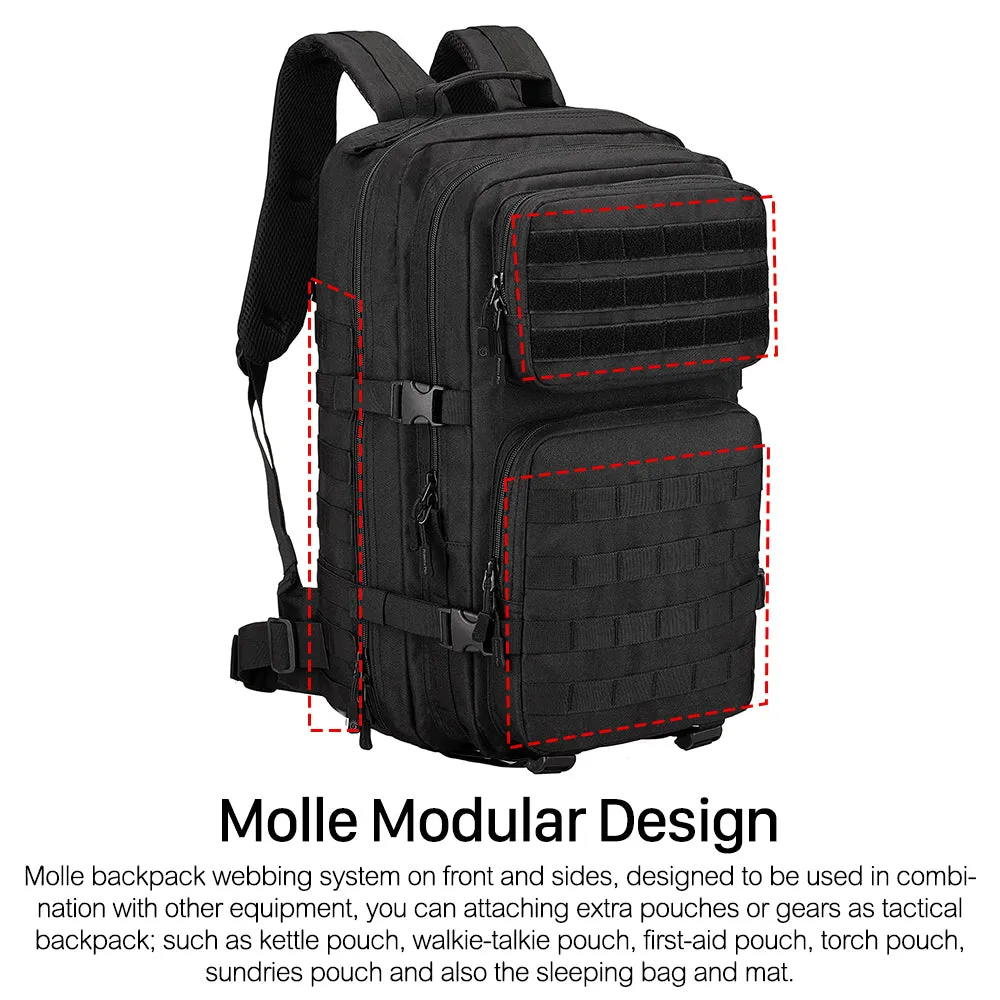 Military Rucksack Tactical Camping Hiking MOLLE Bag Hunting Backpack Outdoor 45L