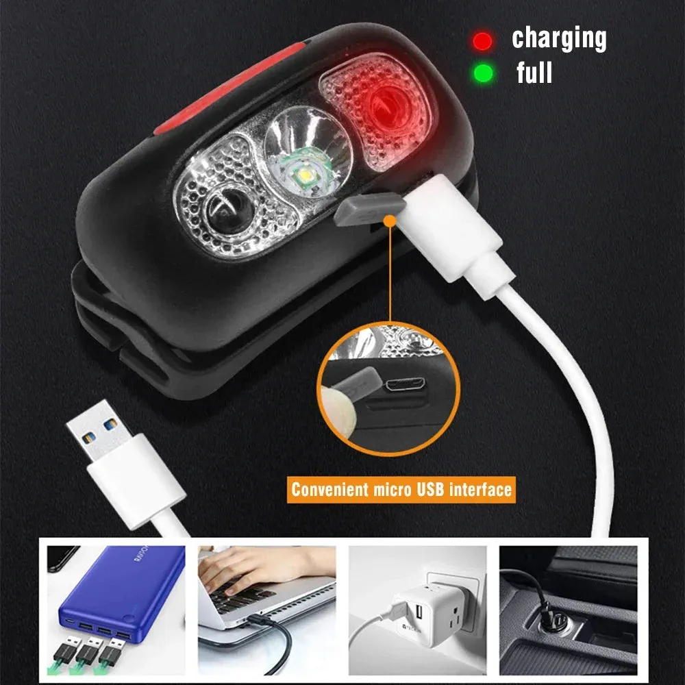 Mini LED Rechargeable Headlamp - Induction Headlight for Camping, Fishing, Portable Head-mounted Flashlight