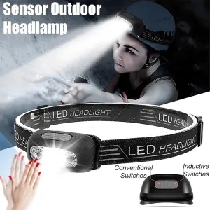 Mini LED Rechargeable Headlamp - Induction Headlight for Camping, Fishing, Portable Head-mounted Flashlight