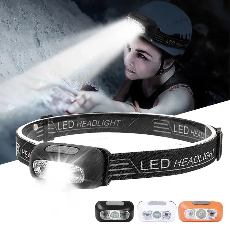 Mini LED Rechargeable Headlamp - Induction Headlight for Camping, Fishing, Portable Head-mounted Flashlight
