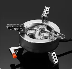 Mini Portable Camping Gas Stove with Storage Bag and Foldable Stand, 3 Burners Camping Stove 6800W for Ibutane and Propane, Suitable for Outdoor Cooking Picnic Camping Backpack Hiking (Black)