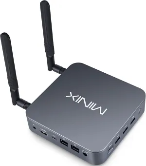 MINIX NEO J51-C8 Mini Computer, 8GB/256GB PCIe NVMe SSD Aluminum Mini PC [Wi-Fi6/Dual 2.5GB LAN/USB-C(Data/display/12V DC)/Triple Display/4K @ 60Hz/PXE Boot/RTC/Vesa Mount]