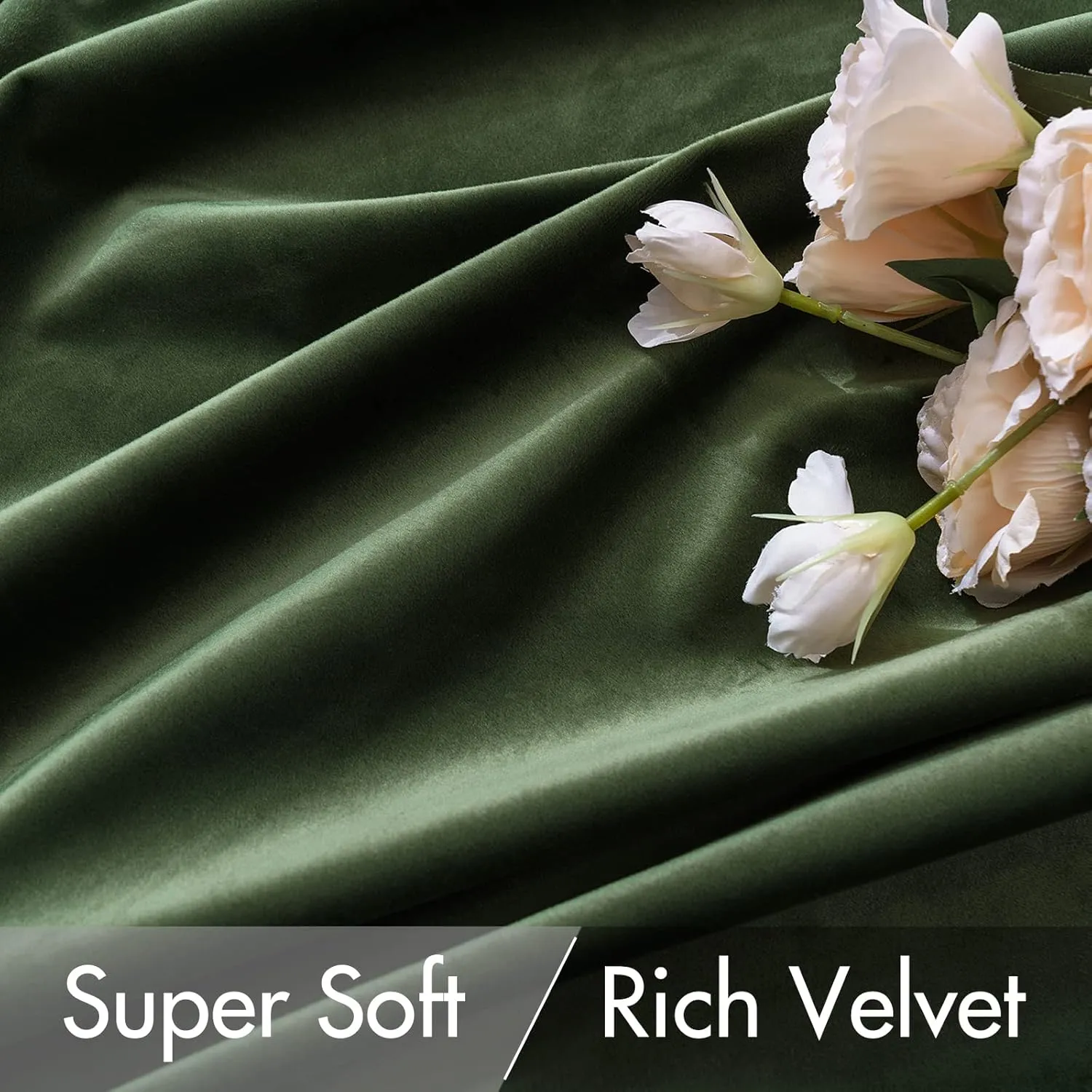 MIULEE Velvet Curtains 96 inches 2 Panels - Luxury Blackout Curtains for Bedroom Living Room Thermal Insulated Super Soft Window Drapes Rod Pocket & Back Tab, Olive Green, W52 x L96 inches