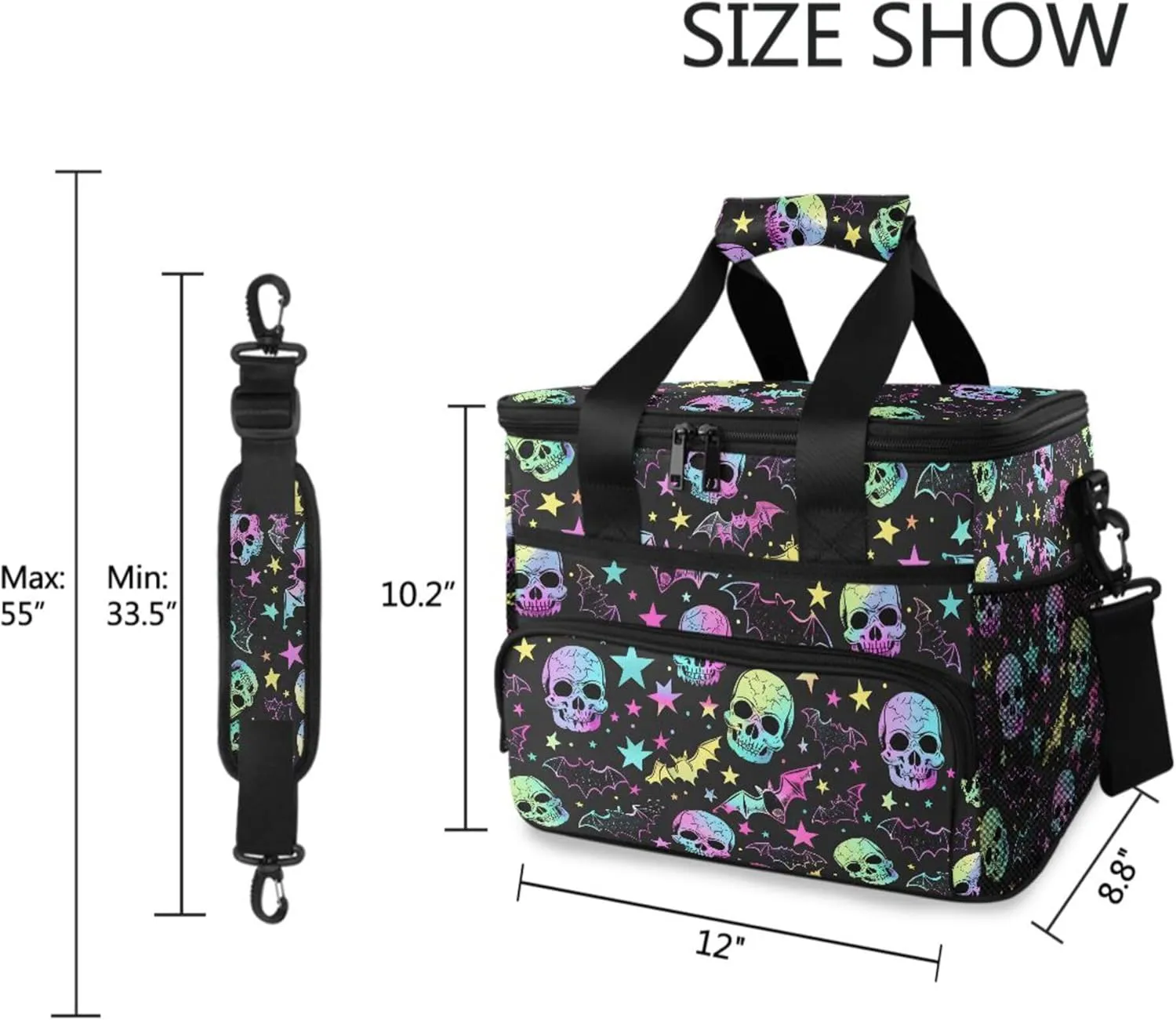 MNSRUU Cooler Bag Skull and Crossbones Soft Cooler Bag Insulated Lunch Totes Picnic Bag Beach Cooler Lunch Box Container with Adjustable Shoulder Strap