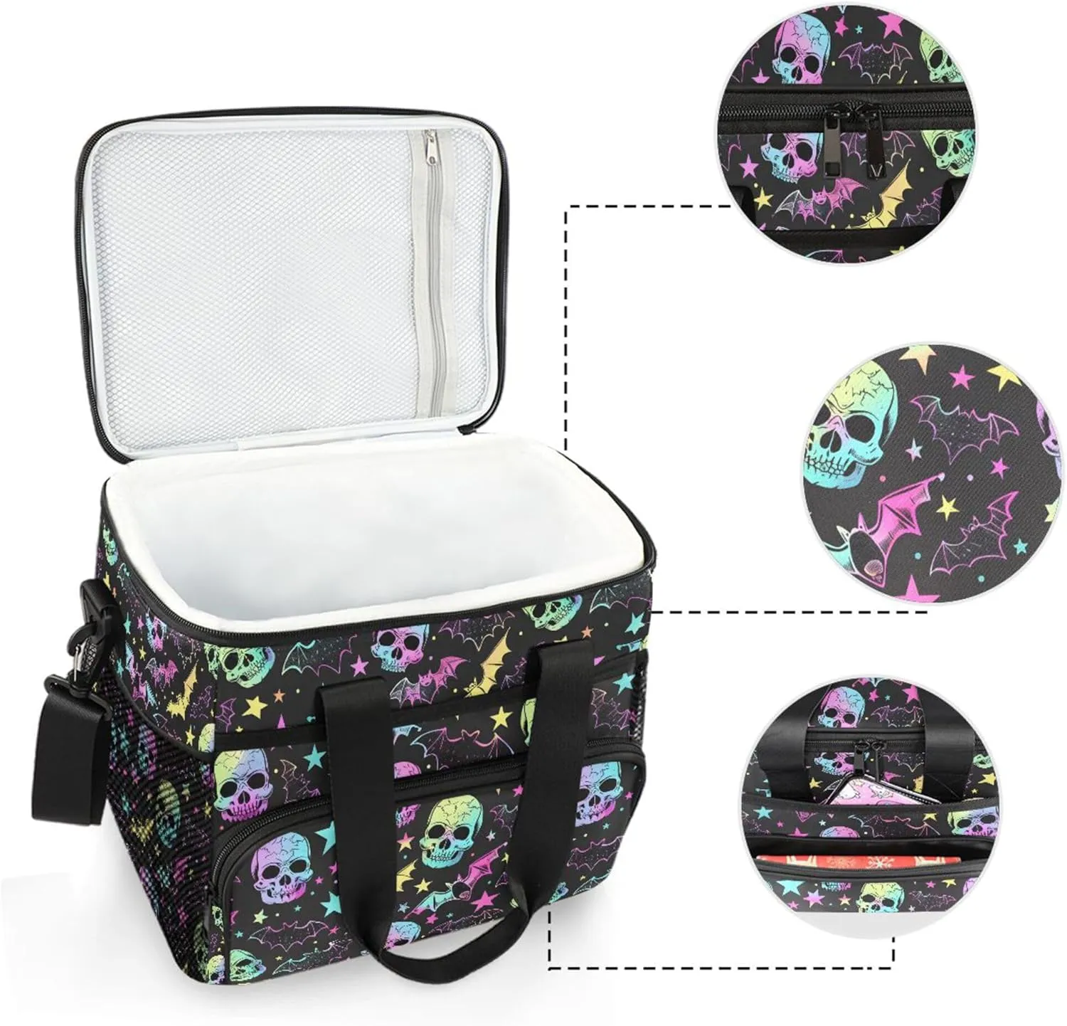 MNSRUU Cooler Bag Skull and Crossbones Soft Cooler Bag Insulated Lunch Totes Picnic Bag Beach Cooler Lunch Box Container with Adjustable Shoulder Strap
