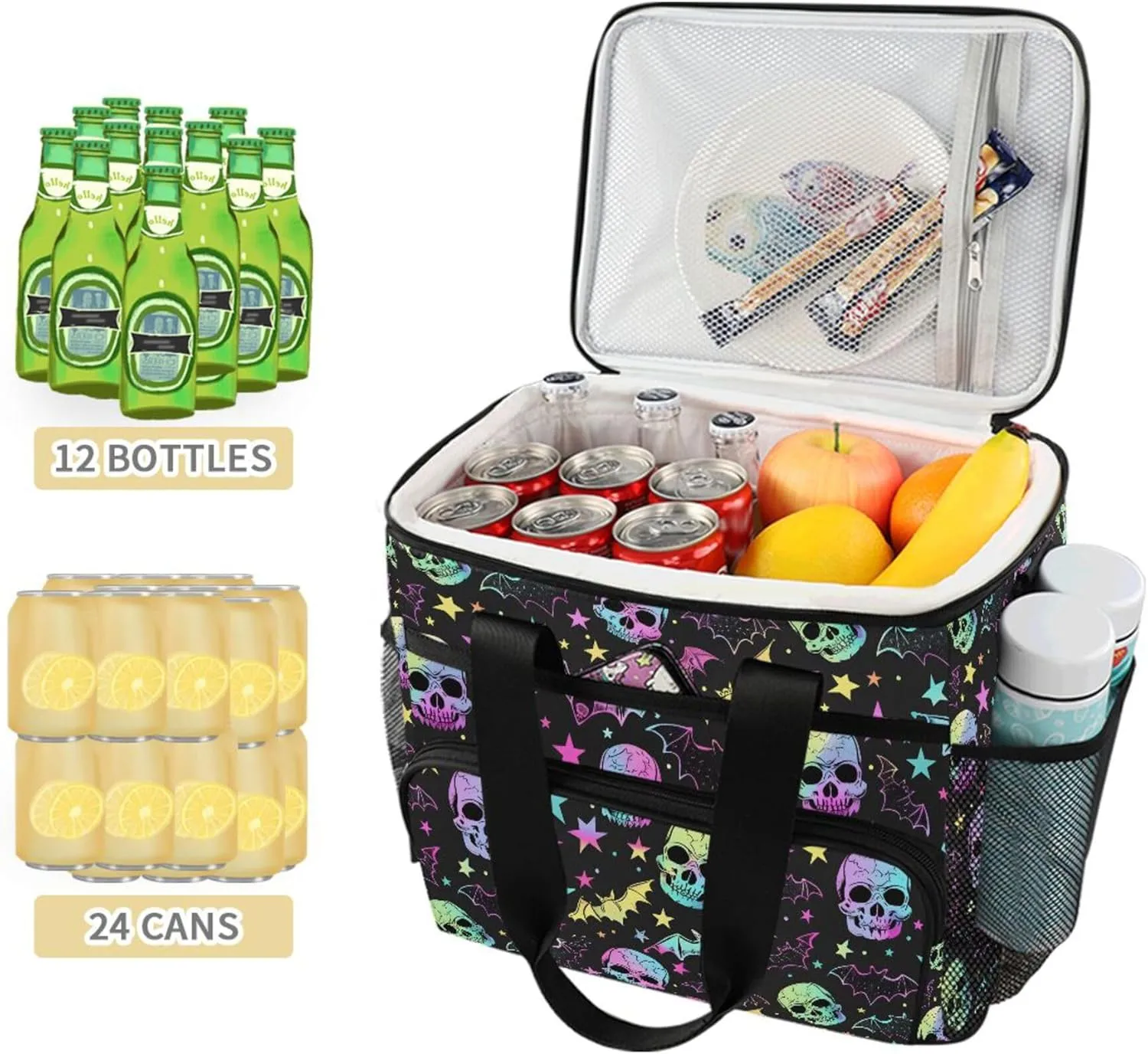 MNSRUU Cooler Bag Skull and Crossbones Soft Cooler Bag Insulated Lunch Totes Picnic Bag Beach Cooler Lunch Box Container with Adjustable Shoulder Strap