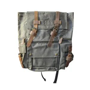 Montana Twist Vintage Waterproof Wax Canvas Outdoor Travel Backpack - Army Green