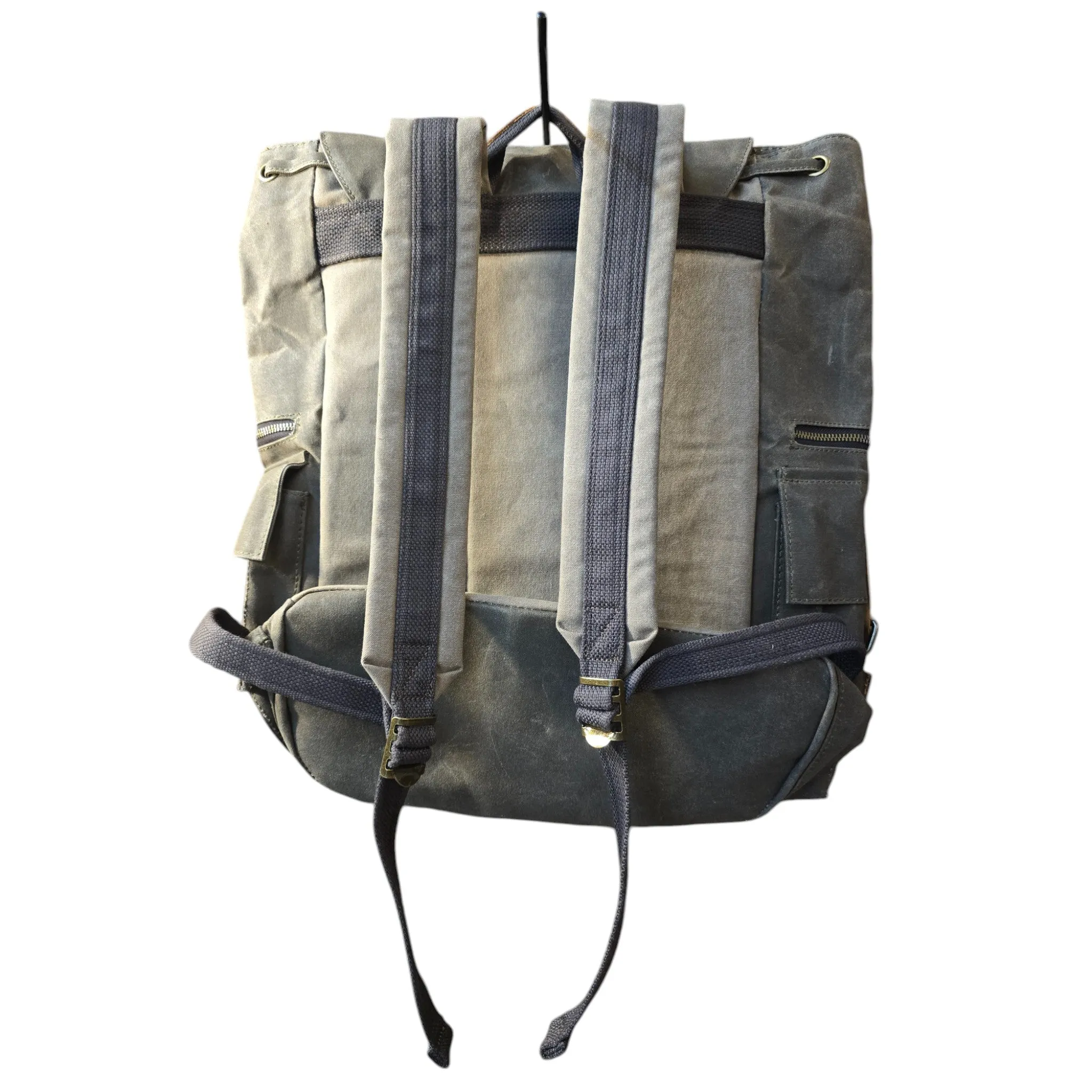 Montana Twist Vintage Waterproof Wax Canvas Outdoor Travel Backpack - Army Green