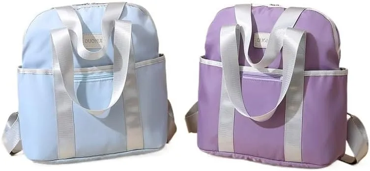 Mother And Baby Mommy Bag Waterproof Cloth Bag Fashionable Mother Out Walking Baby Bag Solid Color Waterproof(Purple)