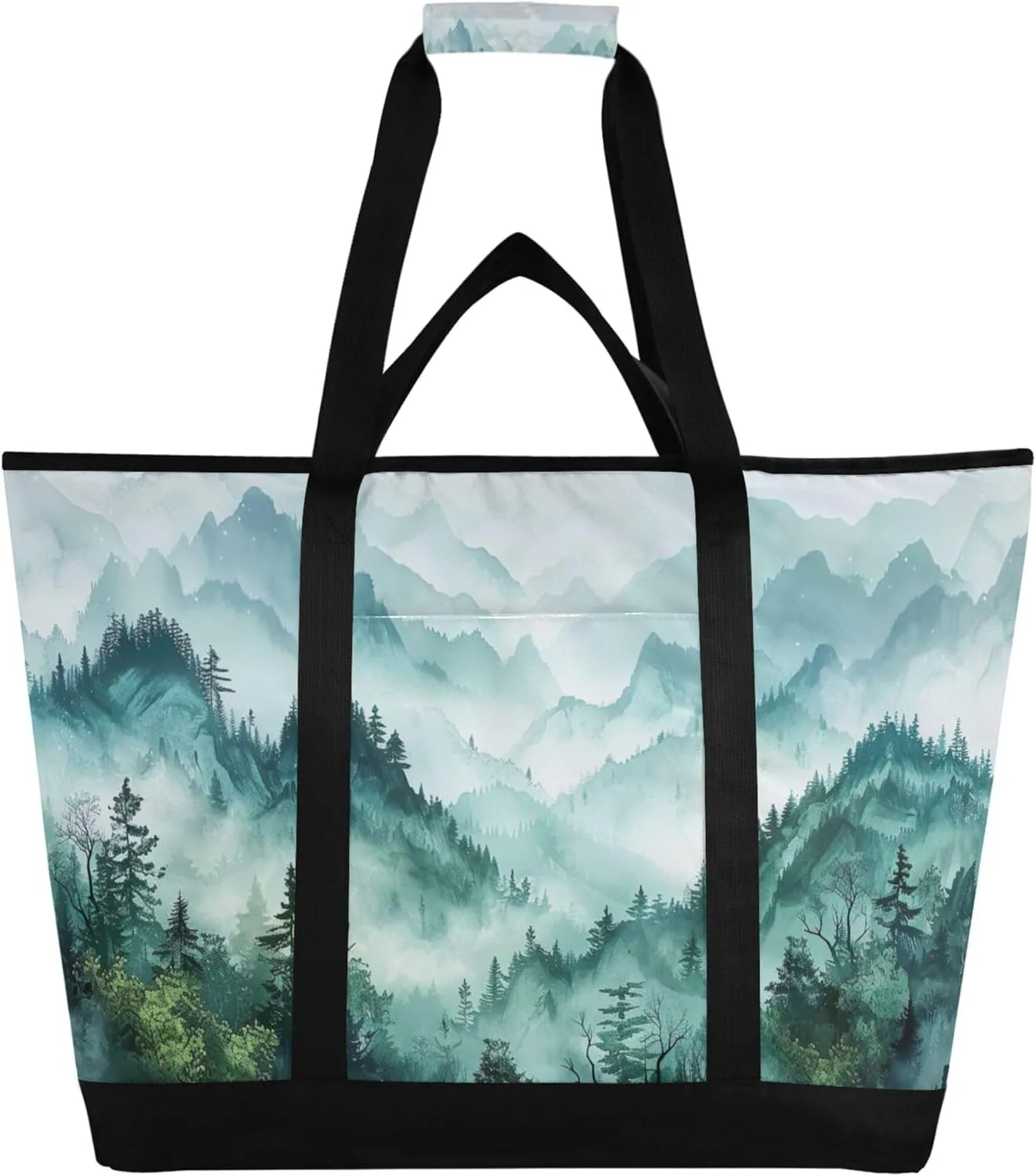 Mountain Reusable Insulated Cooler Bag with Ice Pack Compartment - Large 47L Waterproof Thermal Grocery Tote for Picnic Beach Camping Lunch Storage