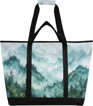 Mountain Reusable Insulated Cooler Bag with Ice Pack Compartment - Large 47L Waterproof Thermal Grocery Tote for Picnic Beach Camping Lunch Storage