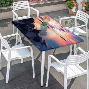 Multicolor Tablecloth for Folding Table Sunset Lake Nature Camping Themed Waterproof Table Cloths for Kitchen Holiday Party Outdoor Picnic City Scenery Fits up 4 Foot Tables