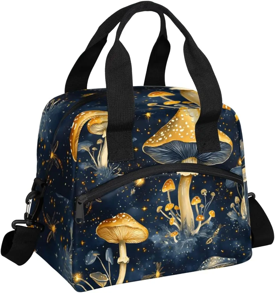 Mushroom Fungus Lunch Bag for Women Men Insulated Lunch Box Leakproof Portable Lunch Tote Bag Reusable Cooler Meal Bag for Work Picnic Outdoor
