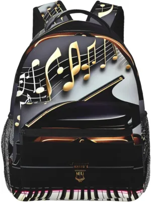 Music Note Pianos Print Laptop Backpack Stylish Bookbag College Daypack Travel Business Work Bag For Men Women