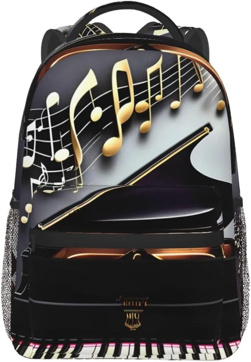 Music Note Pianos Print Laptop Backpack Stylish Bookbag College Daypack Travel Business Work Bag For Men Women