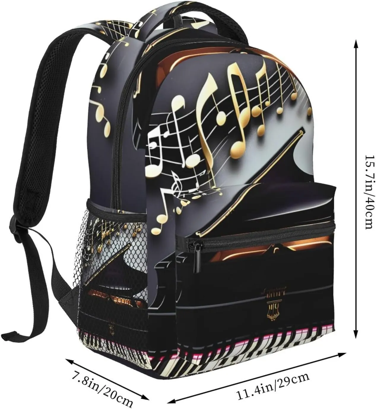 Music Note Pianos Print Laptop Backpack Stylish Bookbag College Daypack Travel Business Work Bag For Men Women