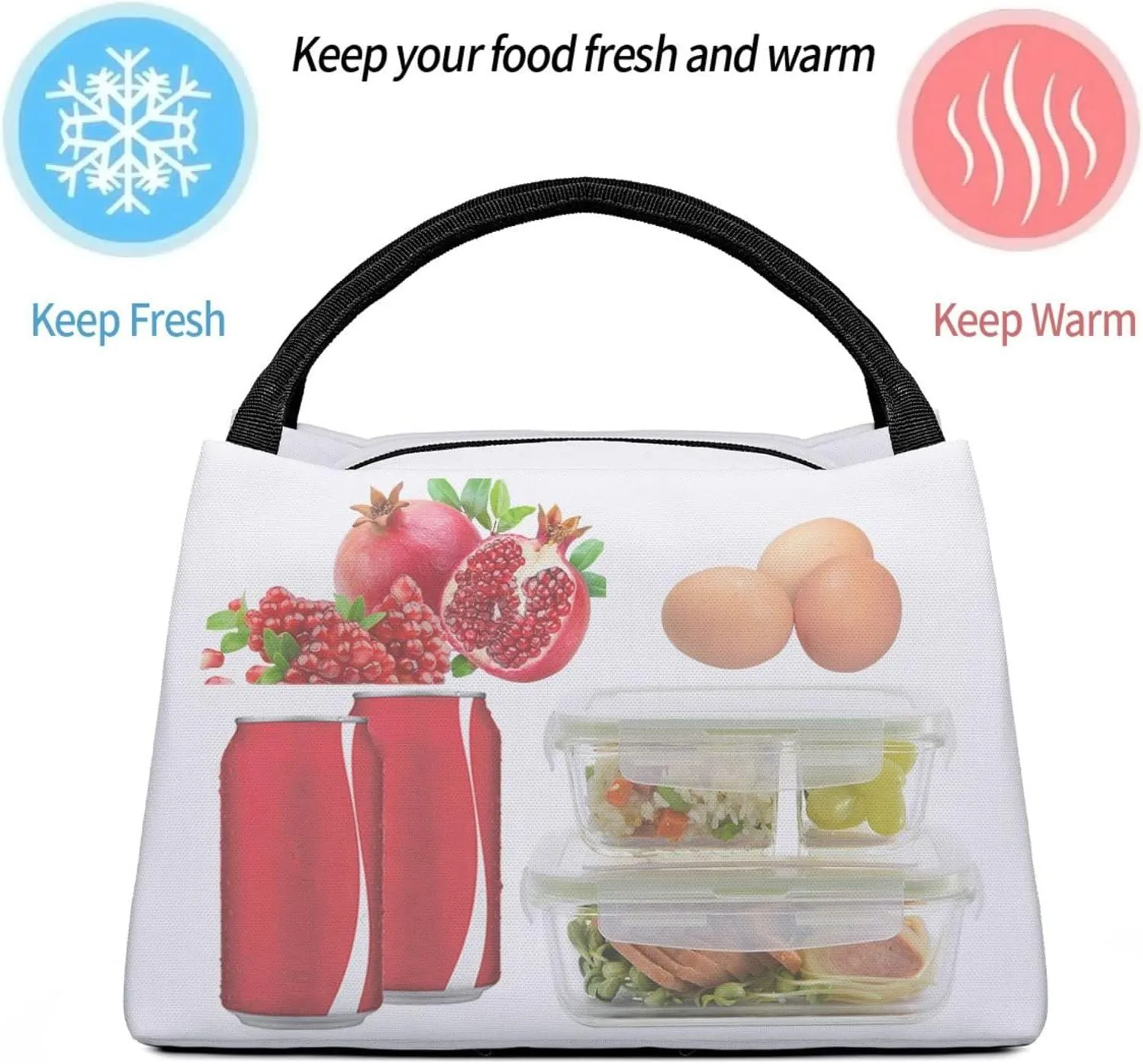 Mysterious Red Roses Black Vines Insulated Lunch Bag Large Meal Box Container Portable Foldable Tote Bag Reusable Cooler Sack Leakproof Handbag for Picnic Beach Office Work