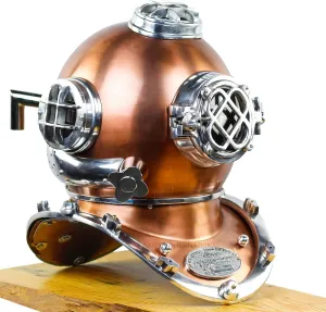 Nagina International Copper Antique Diver's Helmet US Navy Scuba Diving - Maritime Nautical Decor