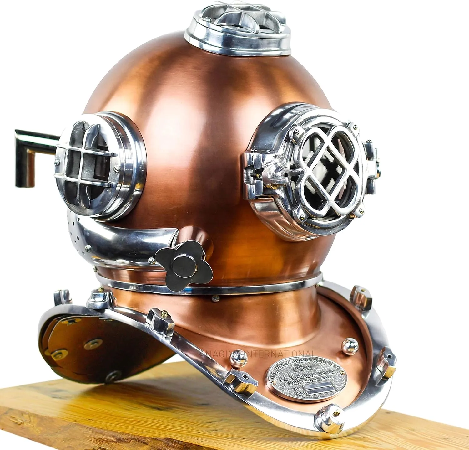 Nagina International Copper Antique Diver's Helmet US Navy Scuba Diving - Maritime Nautical Decor