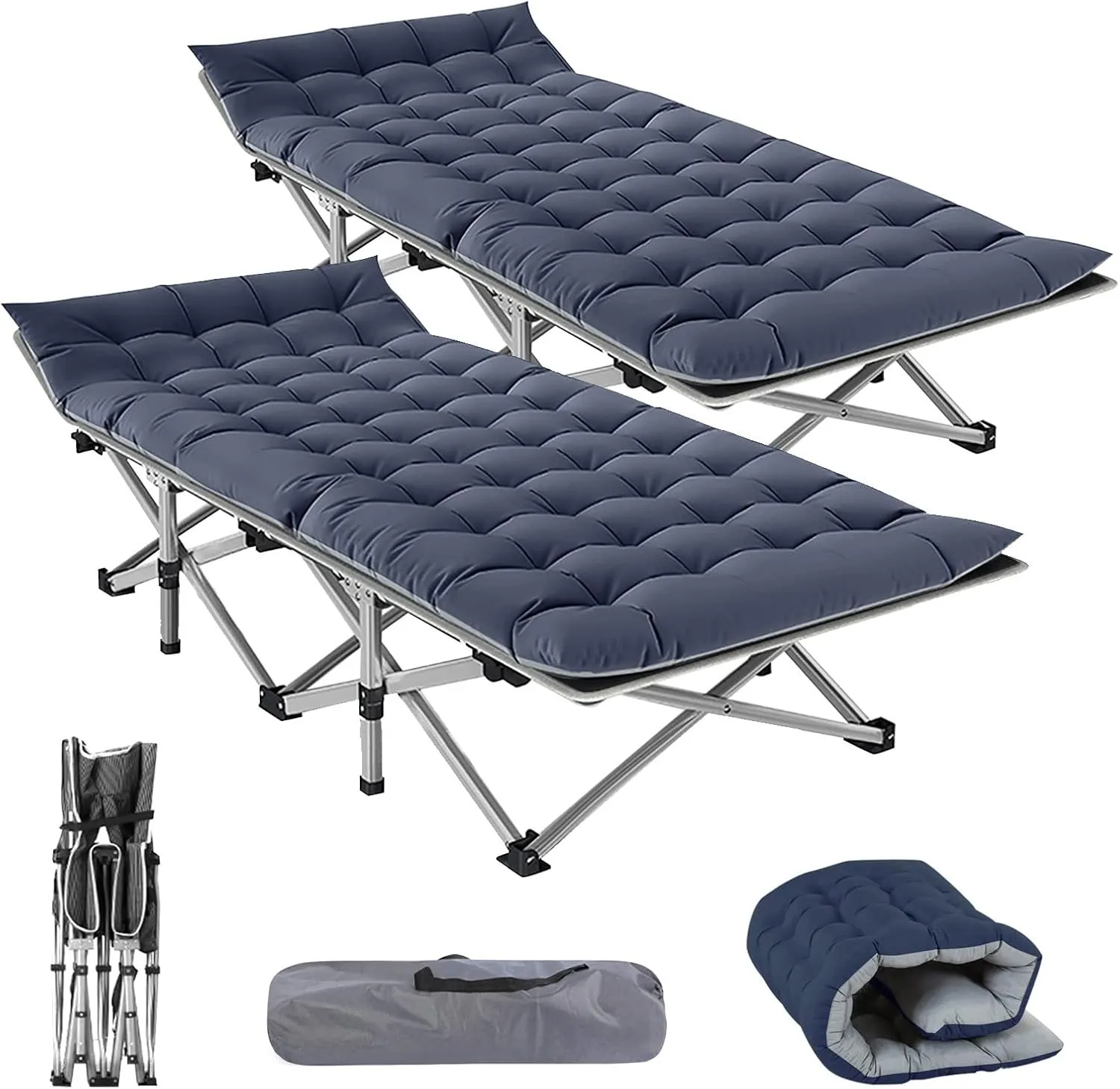 NAIZEA Folding Camping Cots for Adults, Portable Cot with Mattress Heavy Duty Outdoor Bed with Carry Bag 1200d Oxford Cloth Sleeping Cots for Camping Office Nap Home Guest Beach Travel