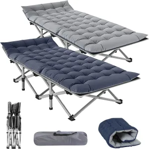 NAIZEA Folding Camping Cots for Adults, Portable Cot with Mattress Heavy Duty Outdoor Bed with Carry Bag 1200d Oxford Cloth Sleeping Cots for Camping Office Nap Home Guest Beach Travel