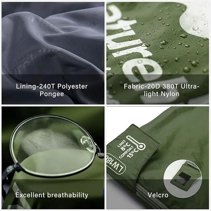 Naturehike Ultralight Sleeping Bag - Envelope Lightweight Portable, Waterproof, Comfort with Compression Sack - Great for 3 Season Traveling, Camping, Hiking