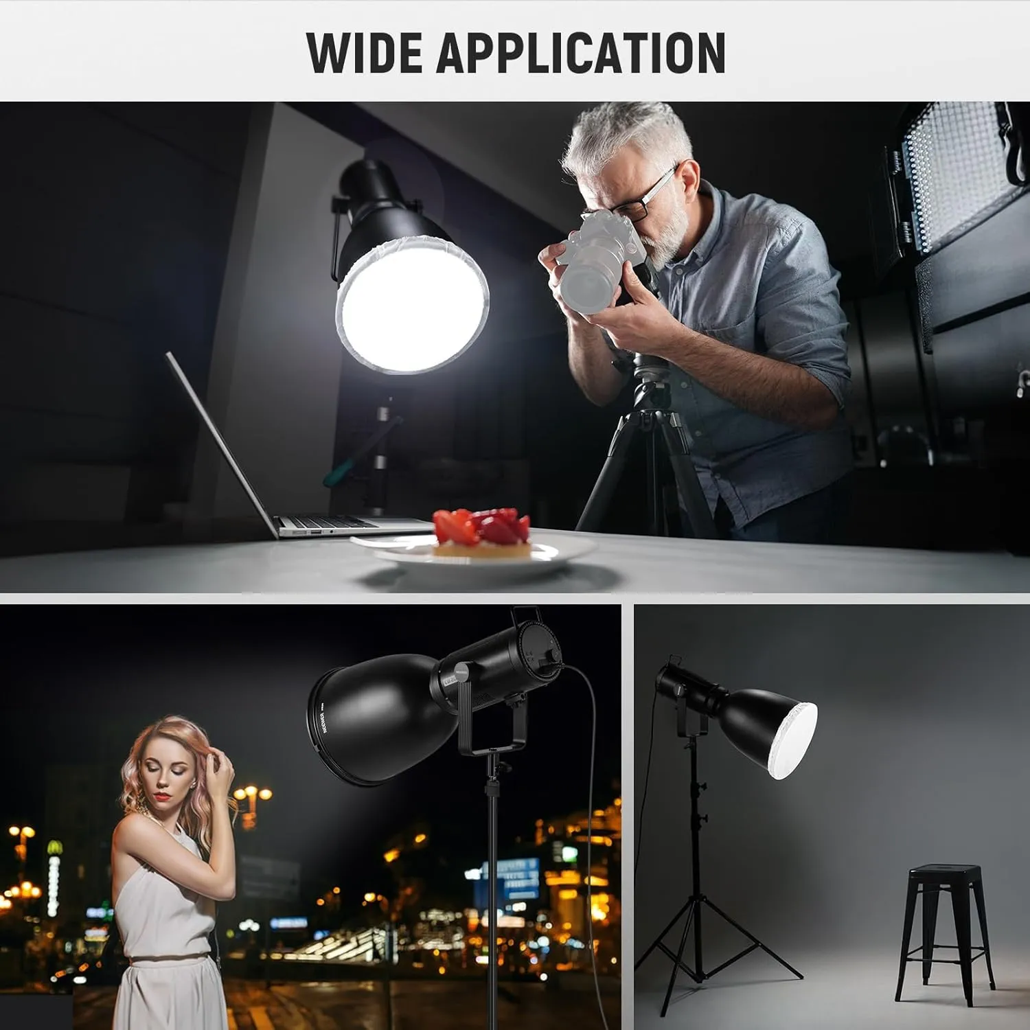 NEEWER 11.6"/29.5cm Deep Focus Reflector Bowens Mount with 15°/30° Honeycomb Grids & Soft Cloth, 45° Diffuser Lamp Shade Compatible with Godox NEEWER Studio Strobe Flash Light Speedlite, FR30