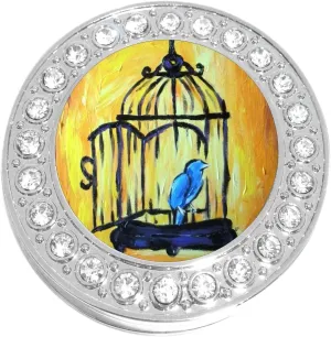 NewCharms Bird Cage Blue Bird Purse Hanger with Bling - Keeps Your Bag Off The Floor and Folds to Fit in Your Handbag