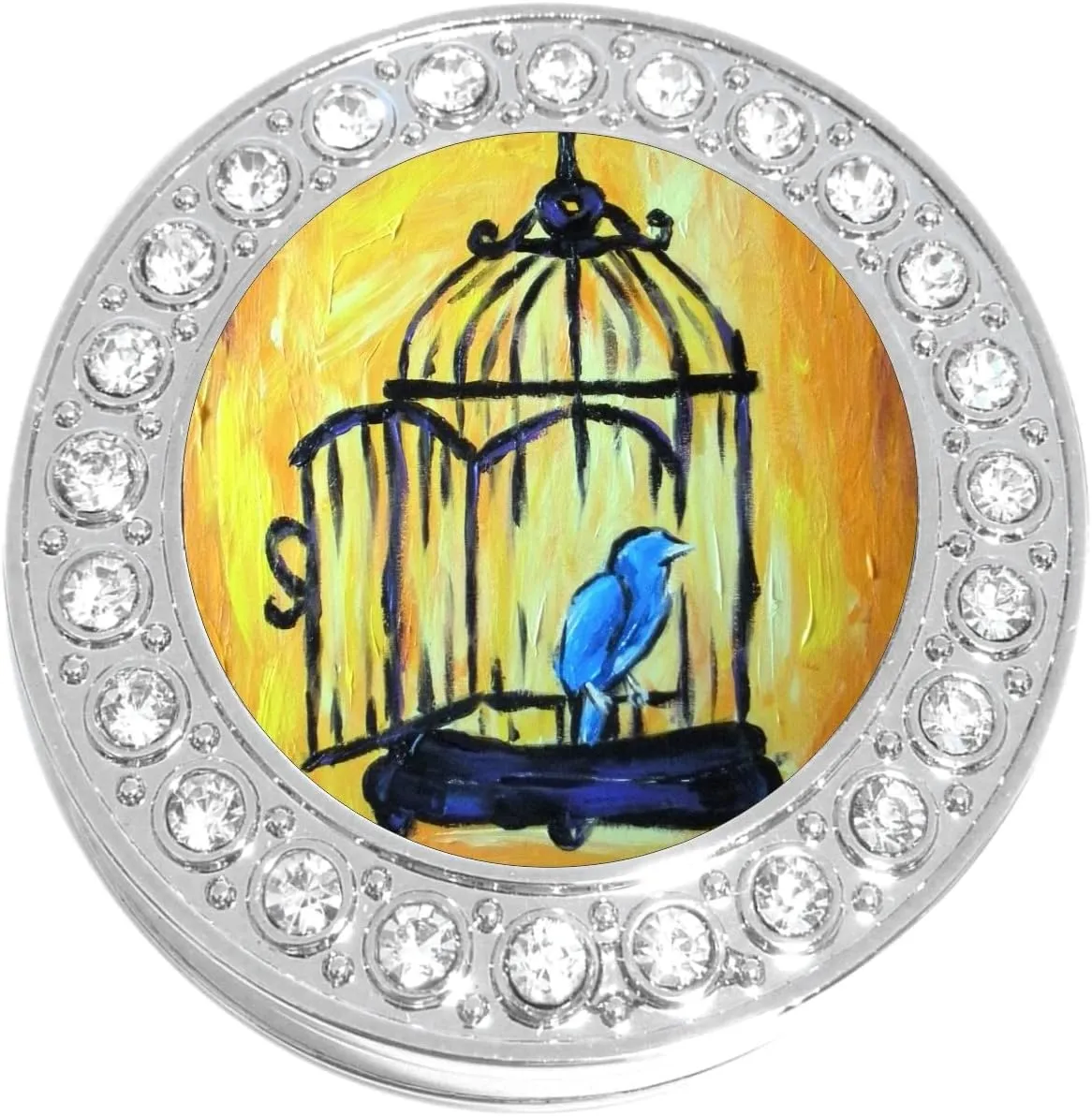 NewCharms Bird Cage Blue Bird Purse Hanger with Bling - Keeps Your Bag Off The Floor and Folds to Fit in Your Handbag