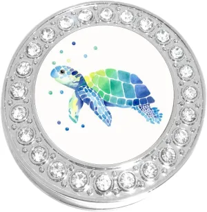 NewCharms Watercolor Sea Turtle Purse Hanger with Bling - Keeps your Bag off The Floor and Folds to Fit in your Handbag