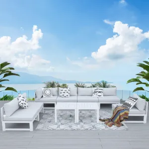 NICESOUL Aluminum Patio Sofa with Table 7 Seater 9-Piece
