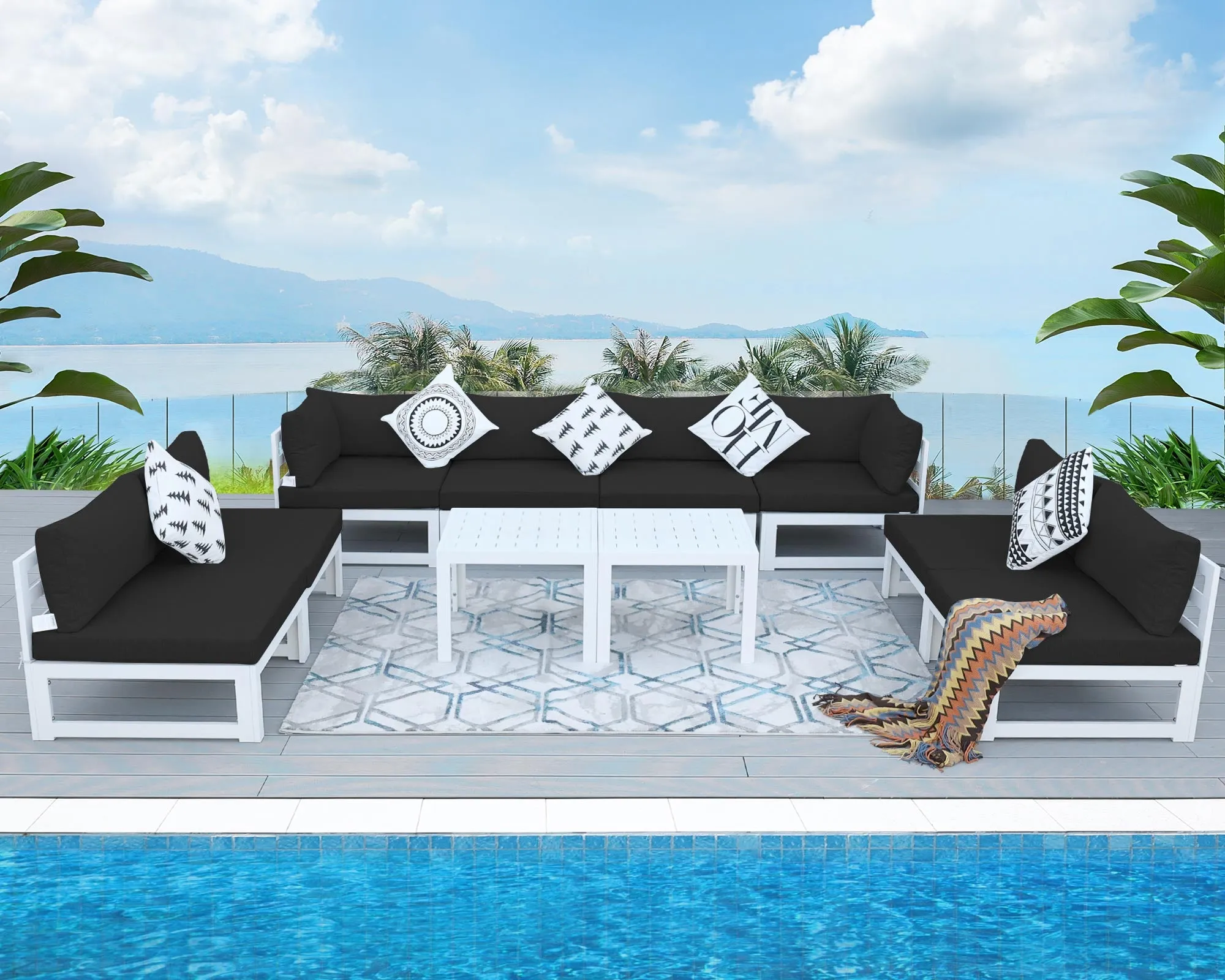 NICESOUL Aluminum Patio Sofa with Table 8 Seater 10-Piece