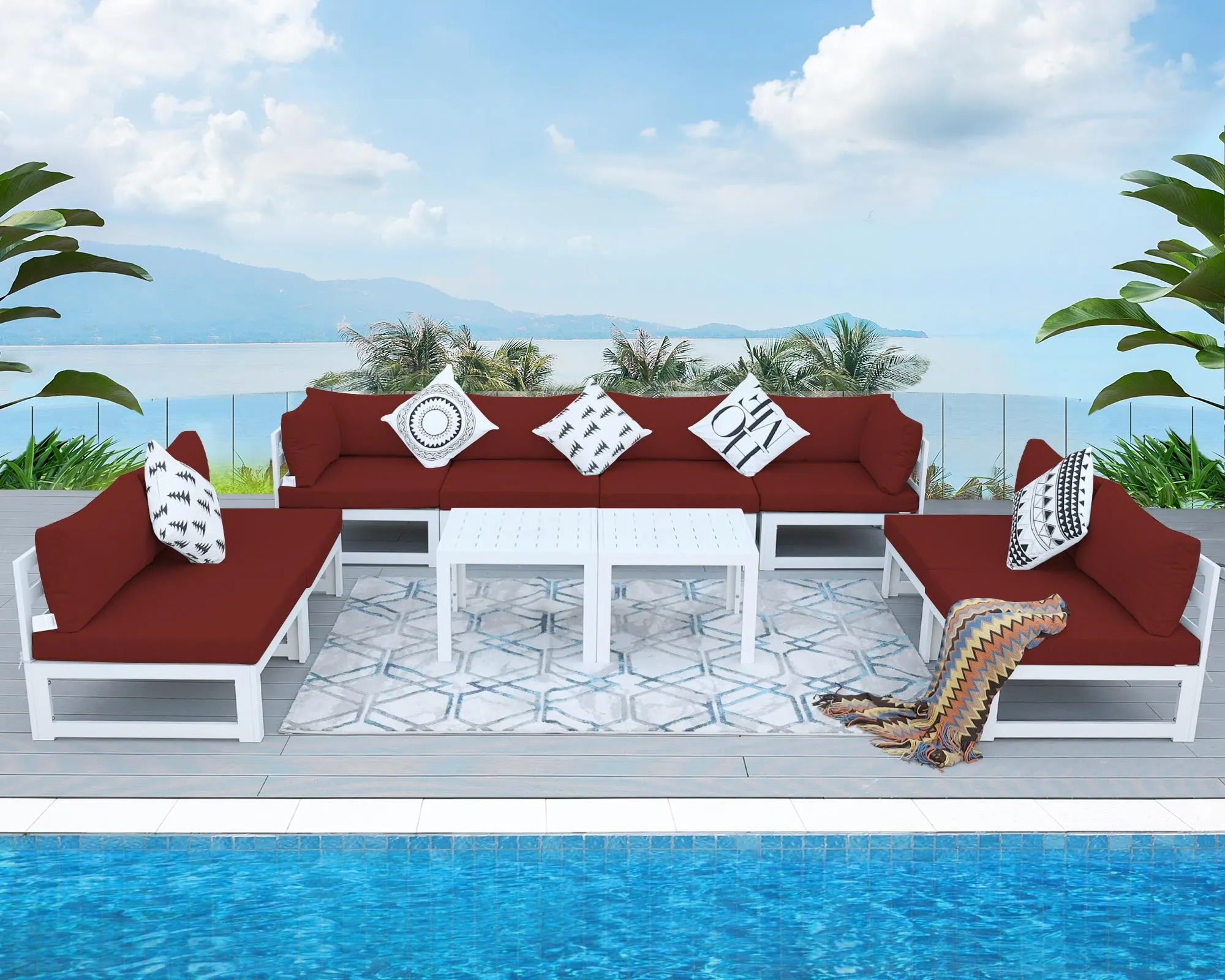 NICESOUL Aluminum Patio Sofa with Table 8 Seater 10-Piece