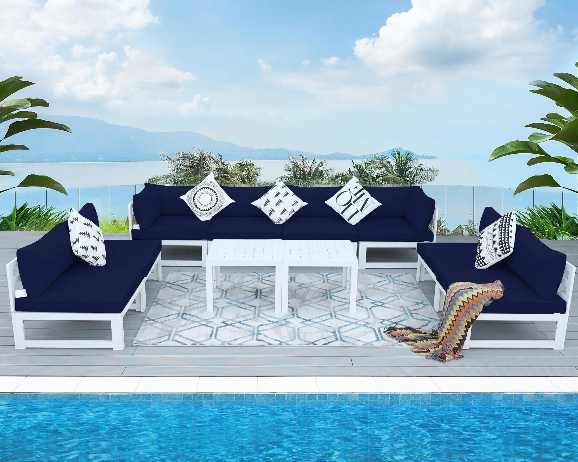 NICESOUL Aluminum Patio Sofa with Table 8 Seater 10-Piece