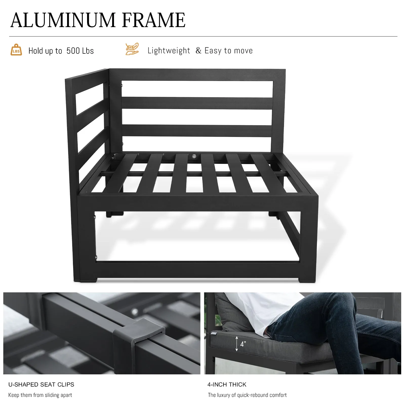 NICESOUL Aluminum Patio Sofa with Table 8 Seater 10-Piece