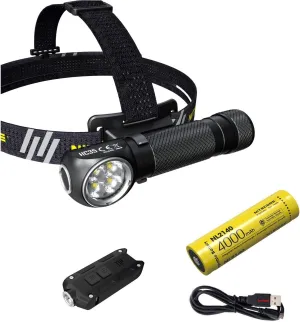 Nitecore Combo HC35 Rechargeable LED Headlamp - 2700 Lumen w/Eco-Sensa USB Charging Cable and TIP Keychain Light (Random Color)