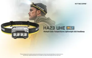 Nitecore HA23 UHE HA23 UHE Multiple Color Temperatures Lightweight AAA Headlamp -600 Lumens w/ 3X AAA Batteries, Clip and Diffusing Stuff Sack Included