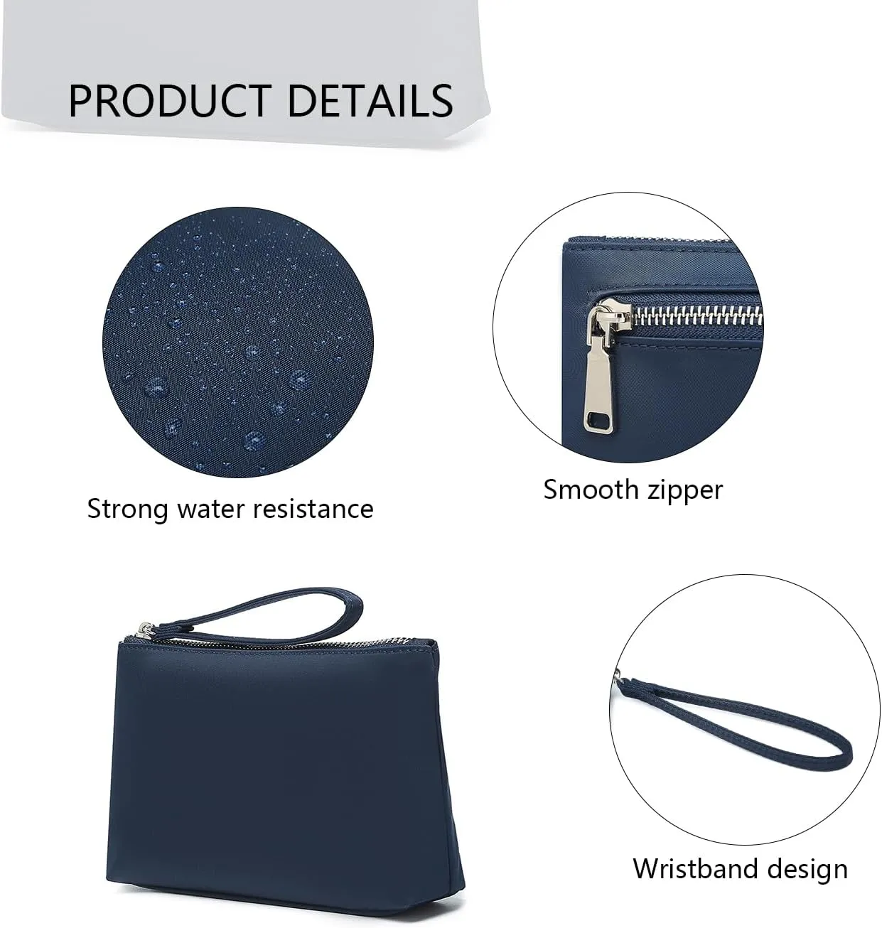 Nylon Wristbands Bag Makeup Pouch for Purse Waterproof Wristbands Bag with Zipper Pocket Credit Card Pouch