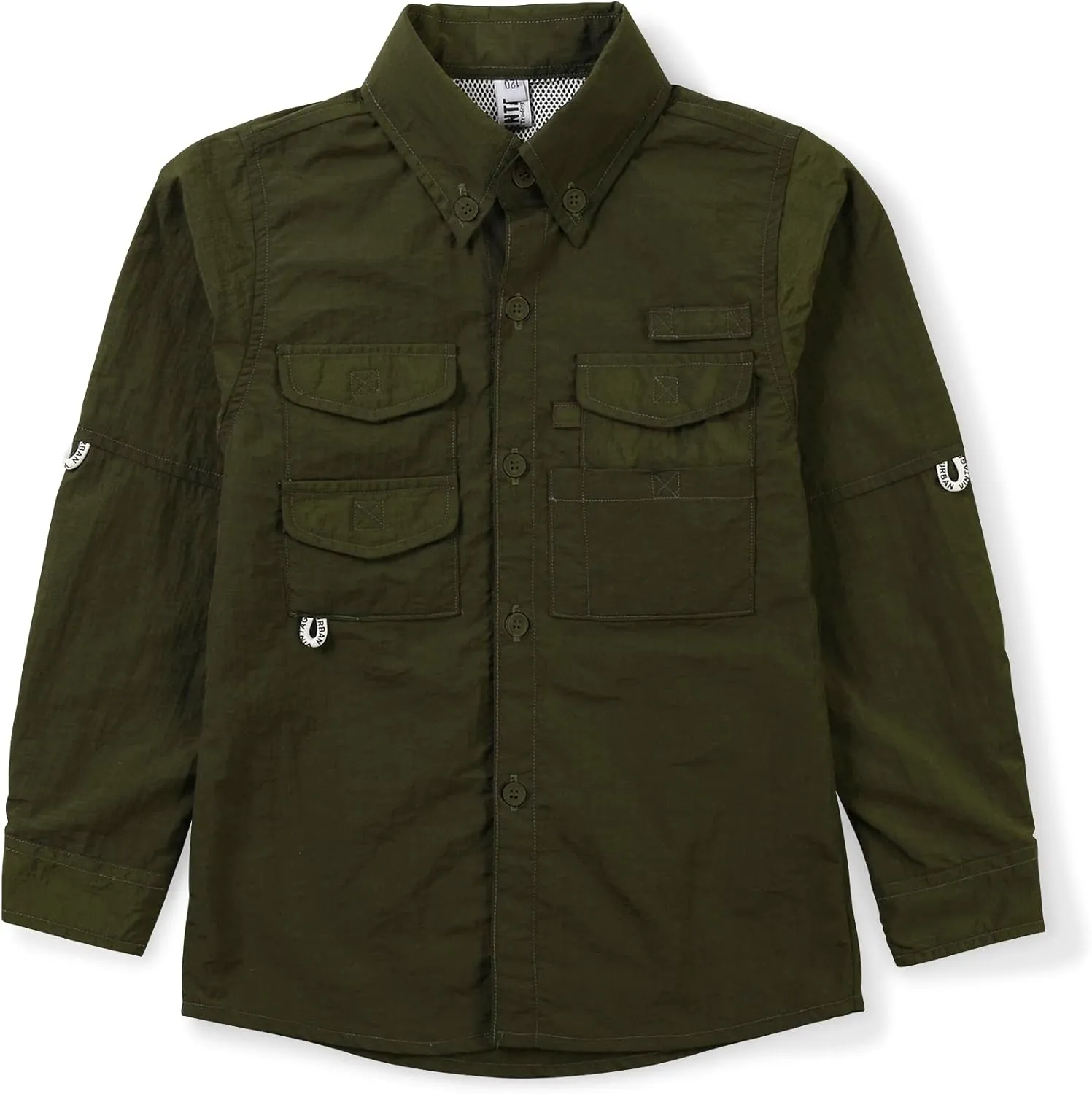 OCHENTA Boys' Button Down Long Sleeve Fishing Shirt Quick-Dry UV Sun Protection Outdoor Tops