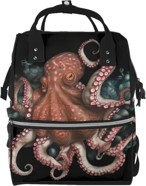 Octopus Intertwined Diaper Bag Essentials Travel Tote Nappy Backpack Large Capacity Mummy Backpack Multifunction Waterproof Teacher Nurse Bag 15.7 inch Work laptop Bags