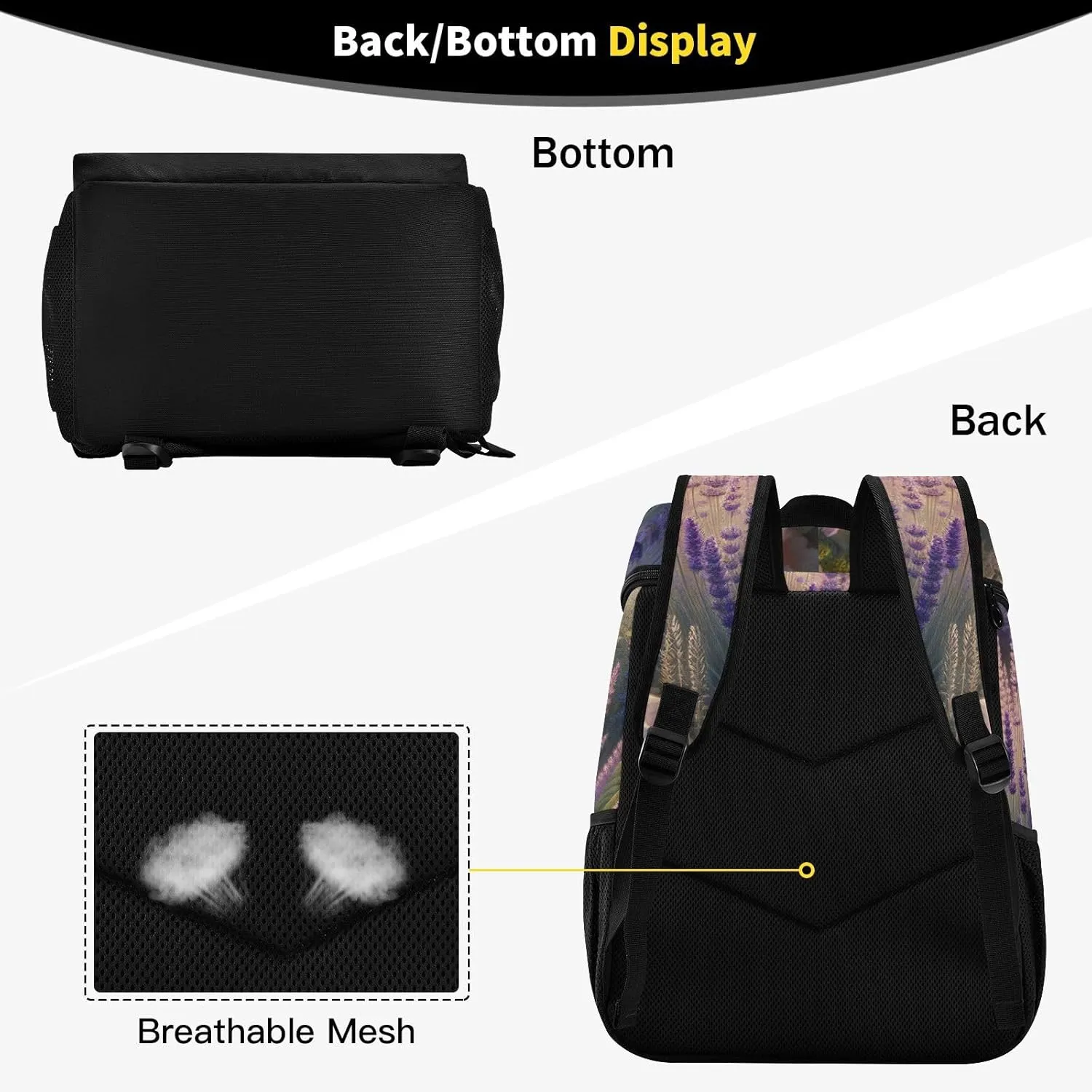 ODAWA Cooler Backpack Waterproof Beach Cooler Bag Lavenders Sunflowers Roses Lunch Backpack Lightweight Camping Bags