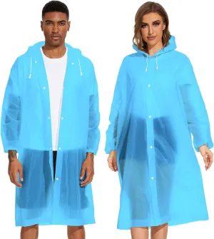 OFFITECTURE 2-Pack Reusable Rain Ponchos for Adults - Hooded Raincoats for Women/Men with Drawstring